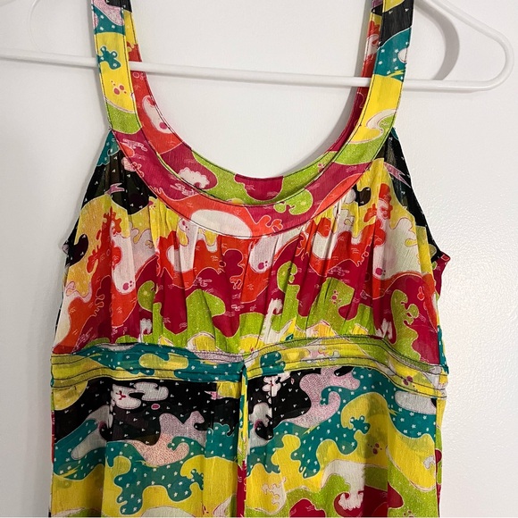 Diane Von Furstenberg Multicolored Y2K tank top with a front tie. - Picture 2 of 6